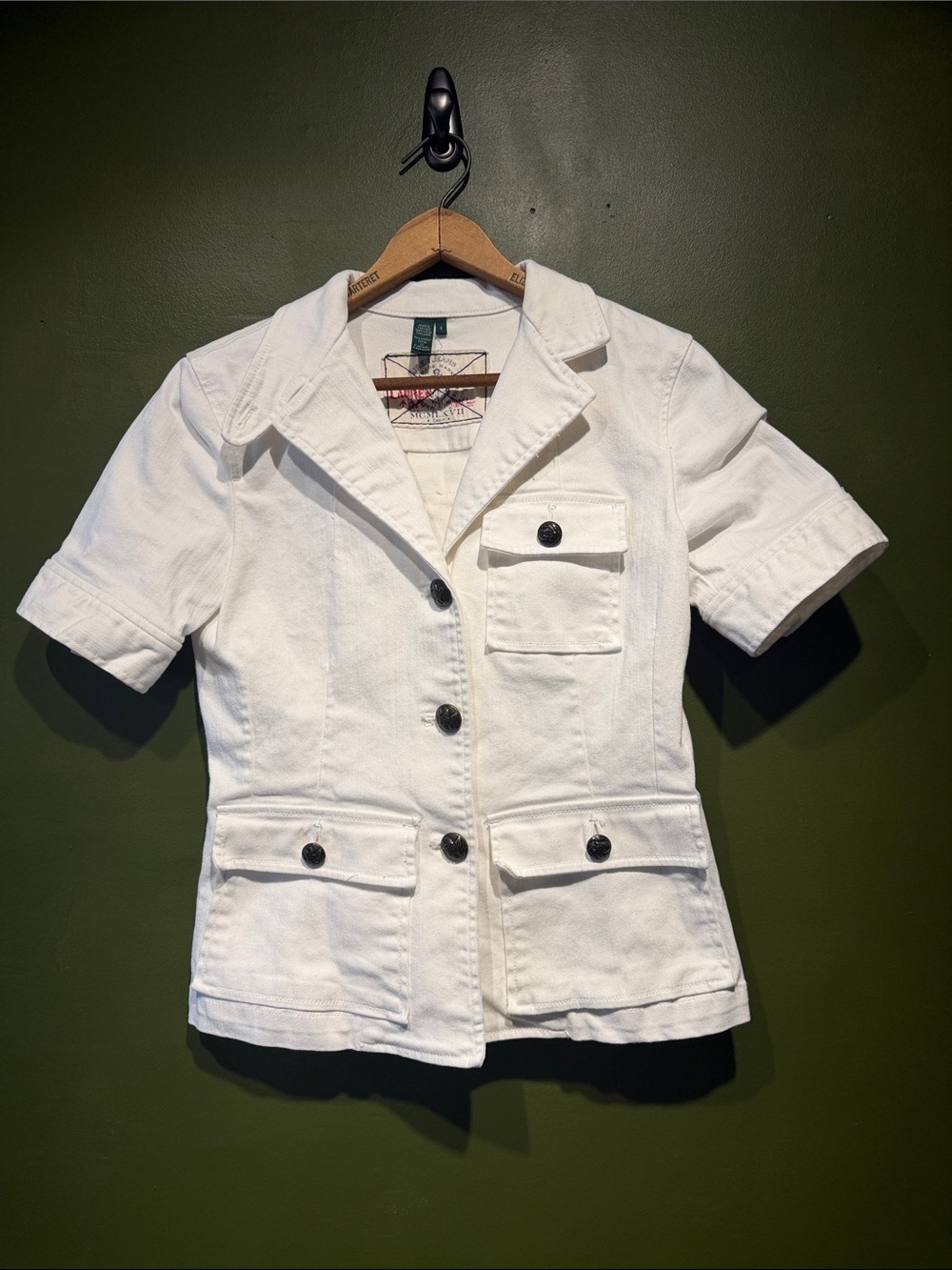 Vintage Lauren Ralph Lauren Short-Sleeve White Denim Safari Jacket